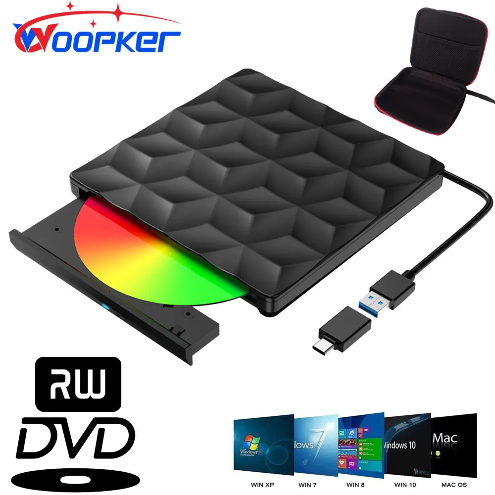 DVD Player CD Player External DVD Player USB 3.0 type-c CD DVD Portable Disc Drive CD Burner Reader for Laptop Desktop PC Windows Linux OS Apple Mac