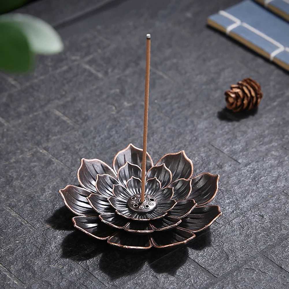 Alloy Creative Incense Stick Holder Buddhism Lotus Line Incense Plate