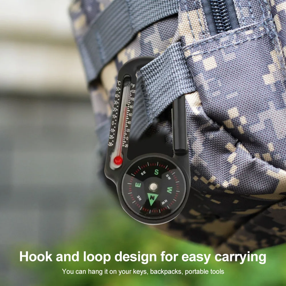 Mini Compass Keychain Carabiner Outdoor Camping Tools