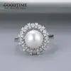 Luxury Freshwater Pearl Ring Pure 100% 925 Sterling Silver Round Ring Bride Wedding Anniversary Jewelry Gift For Women 1