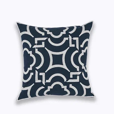 Decorative Square 18 x 18 Inch Throw Pillows Navy & White Moroccan  Quatrefoil Lattice Cushion Pillow