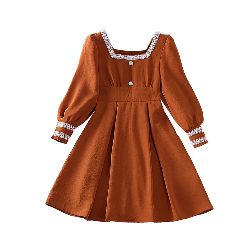 

7 To 12 Years New Girls Autumn Dress 2023 Teen Kids Puff Sleeve Dresses Spring Children Clothes Casual Long Sleeve