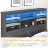 Queen Bed Frame with Headboard, Queen Bed Frame with High Storage Bookcase, 4 Storage Drawers & LED & Charging Station 5