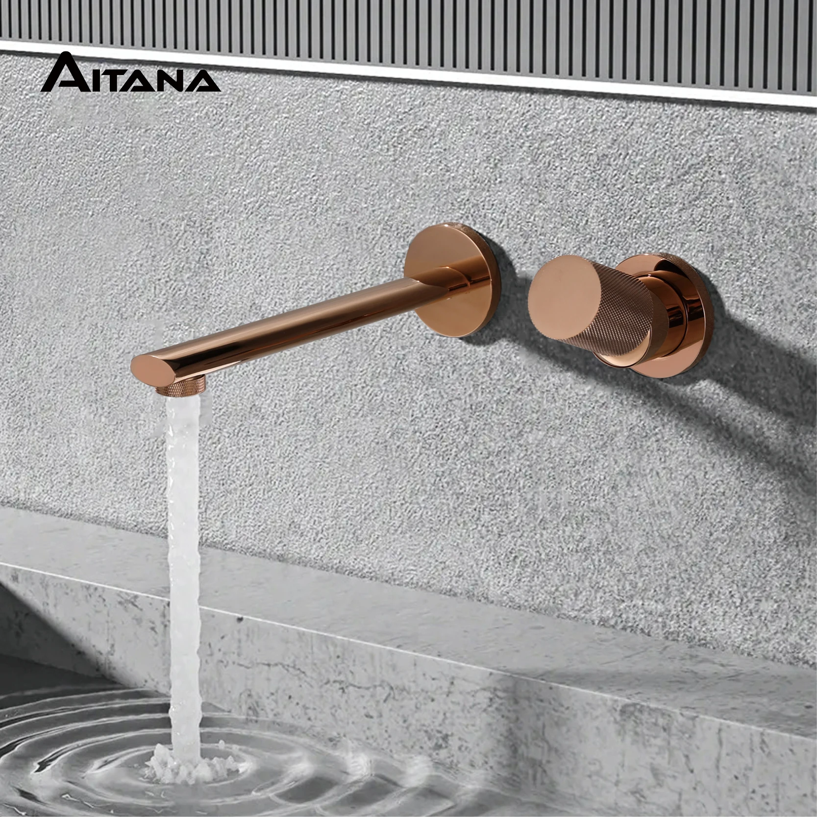 ก๊อกน้ําในห้องน้ําติดผนังทองเหลืองสีดําหรูหราพร้อมที่จับเดี่ยวและดีไซน์ทันสมัย 2 รูสําหรับก๊อกน้ําอ่างล้างหน้าร้อนและเย็น 1