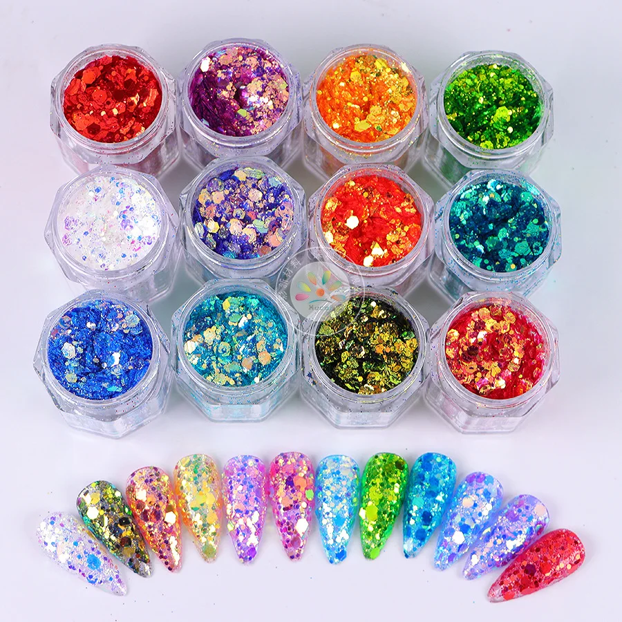 

Nail Sequins with The Same Style High-brightness Illusion Mixed Glitter Sequins Manicure Jewelry DIY Glitter Powder Wholesale