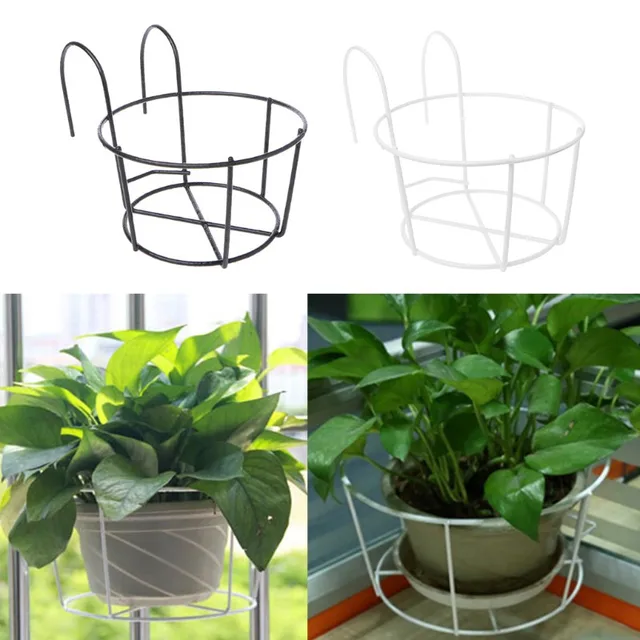 1Db Erkély Függő Növény Ablak Bonsai Állvány Decorround Virág Edény Vasállványok Art Kosarak Korlát Kerítés Kültéri - Image 3