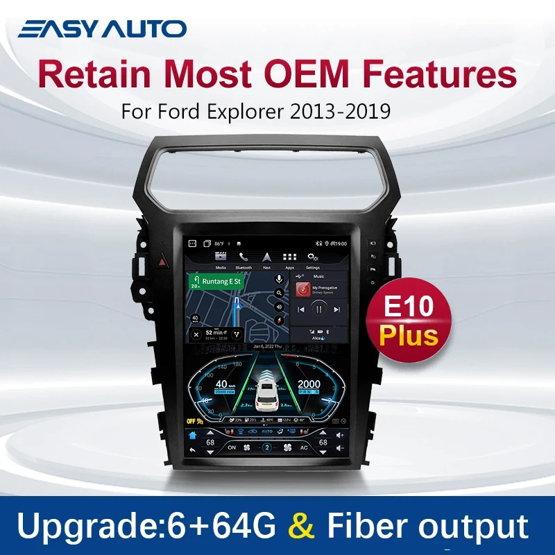 

YULU E10 Plus Radio Stereo for Ford Explorer 2013 to 2019 Automatic Air Conditioning T-Head Unit Navigation Upgrade 12.1 Inch