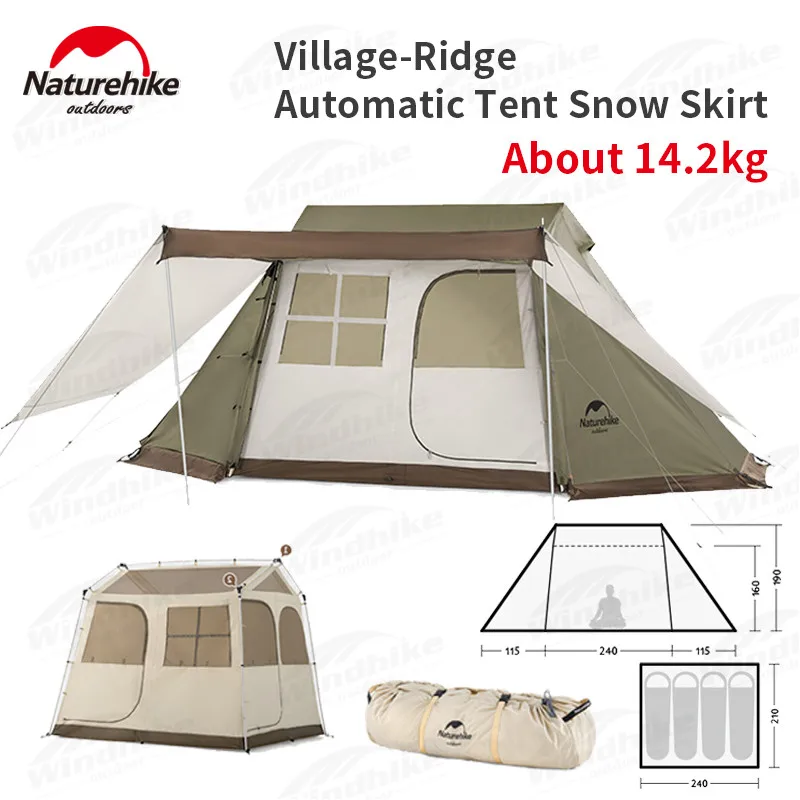 アウトドア テント/タープ Naturehike Village-Ridge 3-4Persons Automatic Tent Quick Build Outdoor  UPF50+ Canopy 210D Oxford Cloth Pu3000mm With Snow Skirt