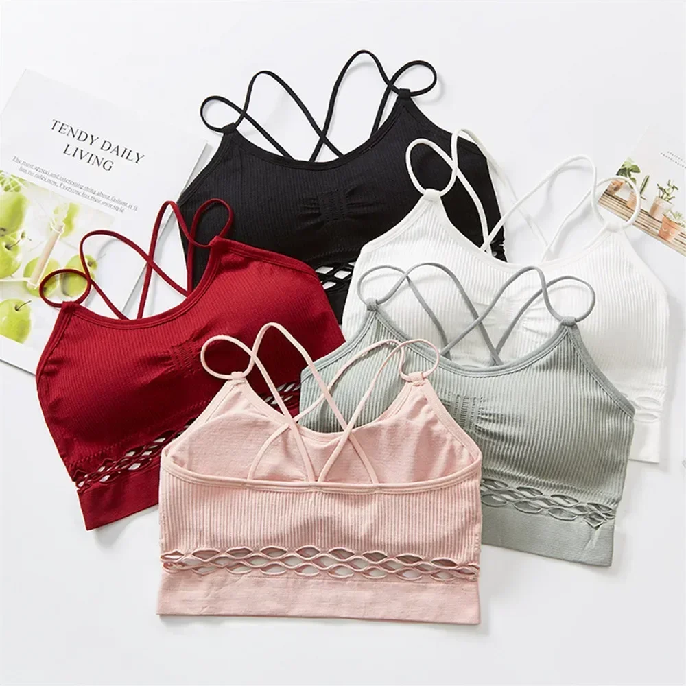 Hot Tube Top Woman Sexy Lingerie Female Fitness Top Cross Strap Seamless Underwear Active Bra Women's Intimates Set women lingerie bra,women tube tops