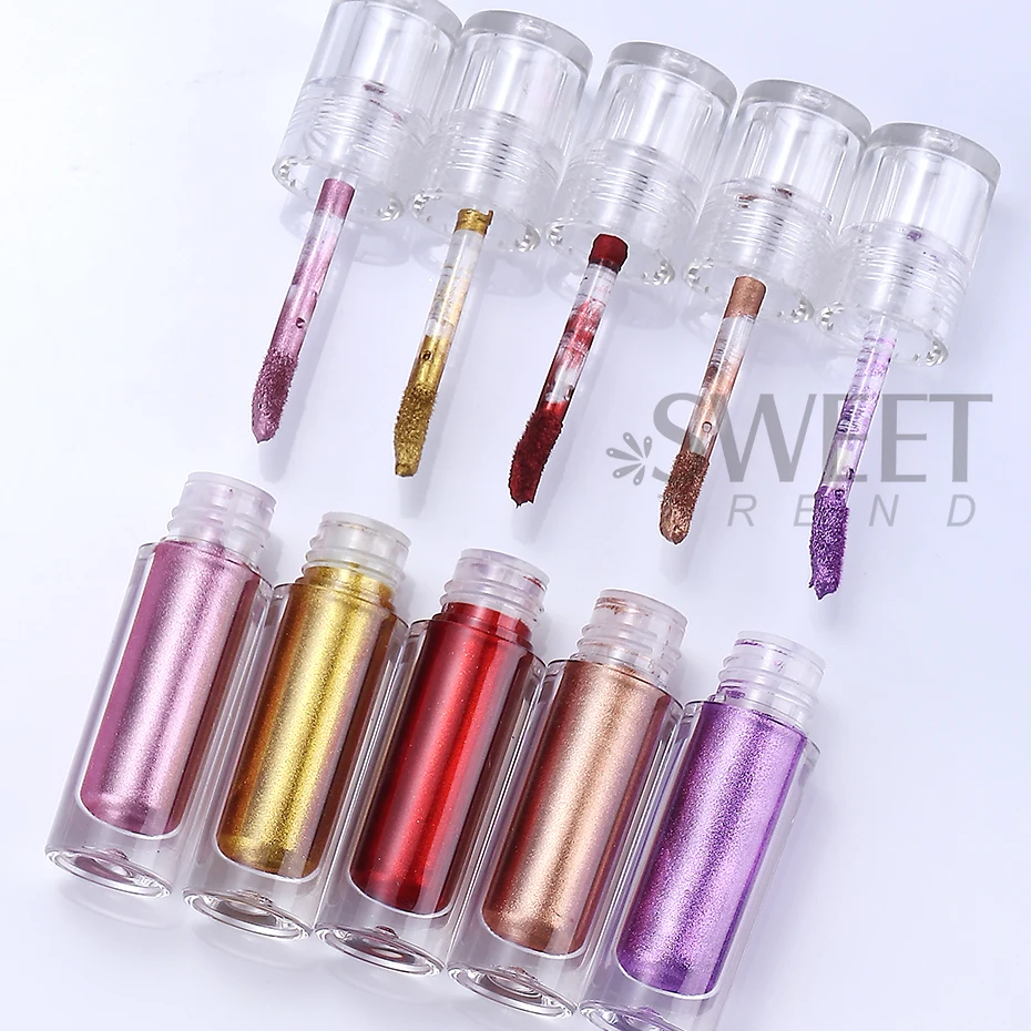 Metallic Liquid Mirror Chrome Powder For Nails Tube Design Rubbing Pigment With Brush Gold Silver Polish Glitter Manicure Decor