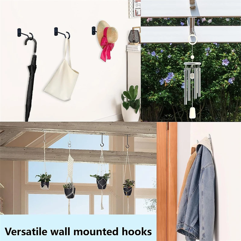 

3pcs/set Plant Hanging Hook Garden Hanging Metal Basket Ceiling Hooks Plants Flower Pots Lifting Hook Black White Home Decor