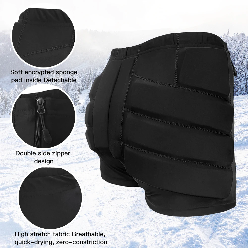 Skating Pads For Kids Ice Skating Accessories Double Side Zipper 3D Protection For Butt And Tailbone Kids Hips Protective Pads