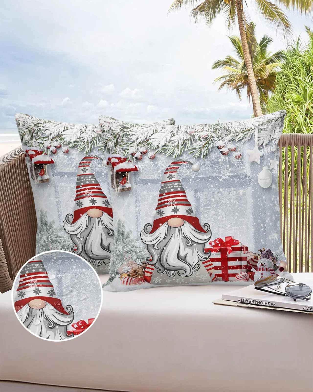 Christmas Snowflake Gnome Holly Fir Tree Set Di Federe Impermeabili Fodera Per Cuscino Per Auto Xmas Home Sofa Federa Decorativa