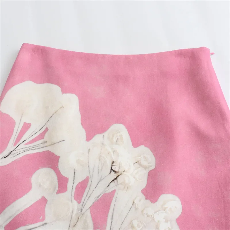 New 2024 Summer Female Chic Print Skirts Mid-Waist Zipper A-Line Woman Skirts Wild Causal Women's Straight Vintage Skirt Y2k
