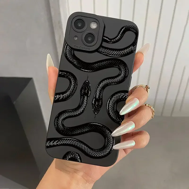 

Snake Graphic Phone Case For iPhone 15 14 Pro Max 13 Mini 11 12 XS XR 7 8 Plus SE 2020 Shockproof Matte Soft Tpu Silicone Cover