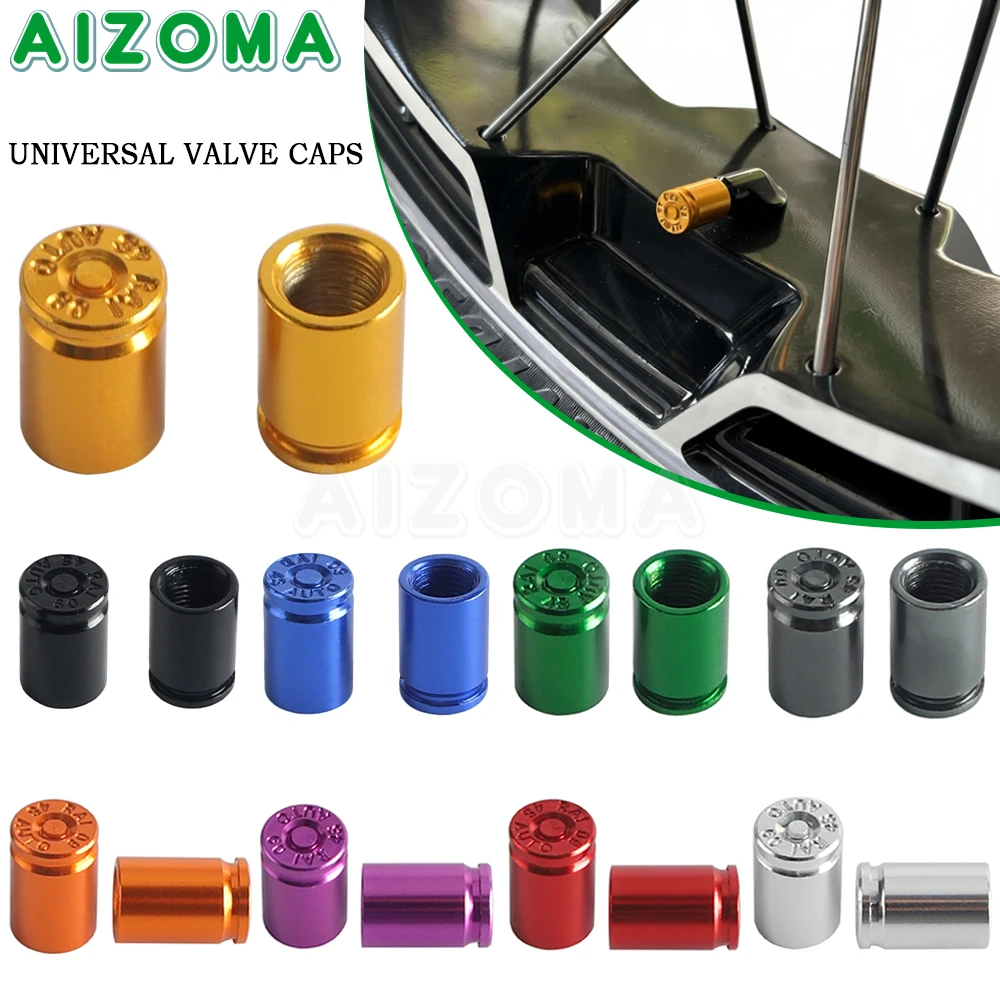 Universal Aluminum Wheel Tire Valve Caps - Waterproof Motorcycle Accessories (2 Pack)