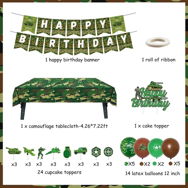 Ballon camouflage en latex vert de l'armée, décorations de fête à thème  militaire, fournitures de fête d'anniversaire pour enfants, garçon, 10  pièces - AliExpress