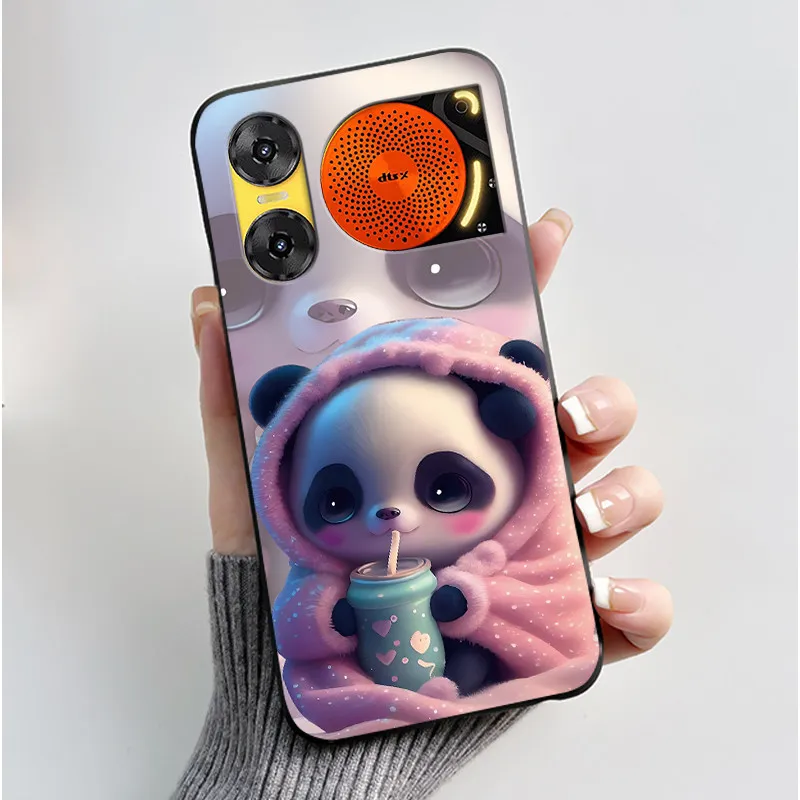 Cute Rabbit Black Silicone Phone Case, Soft TPU Cover