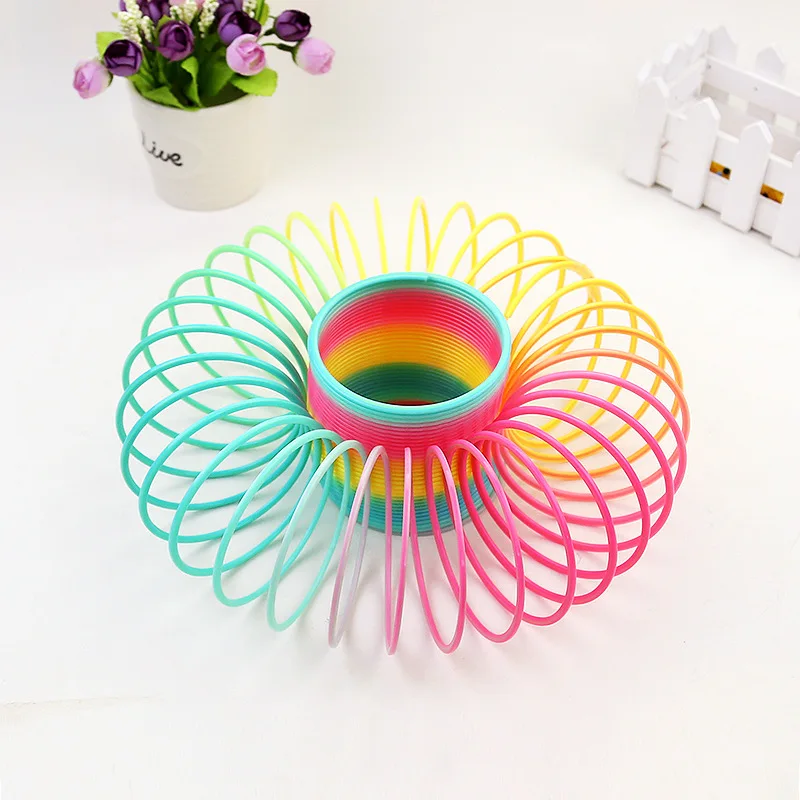 Anti Stress Toys Fidget Toys Mini Fingertip Toy Uaincube Fashion Colorful Rainbow Circle Folding Plastic Spring Coil Stress Relief Fidget Toys For Children Creative Educational
