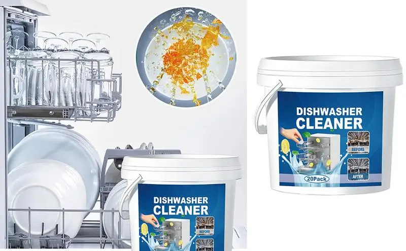 

portable 20pcs Deep Cleaning Tablets For Kithen Dishwasher Cleaing Agent Odor Removing Products Home Cleaning Accessories