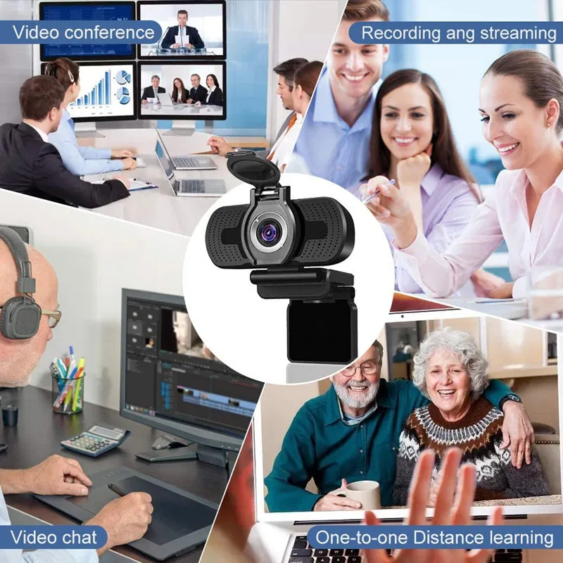 Smart Home Mini Webcam pc webcam pc web camera computer camera with Own 110 &deg; 1080P HD Wide Angle Built-in Stereo Microphone Support for Lens Autofocus Plug and Play