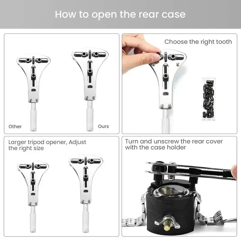 157XPCS Watch Repair Tool Kit Watch Link Pin Remover Shell Opener Remover Watch Battery Replacement Strap Set