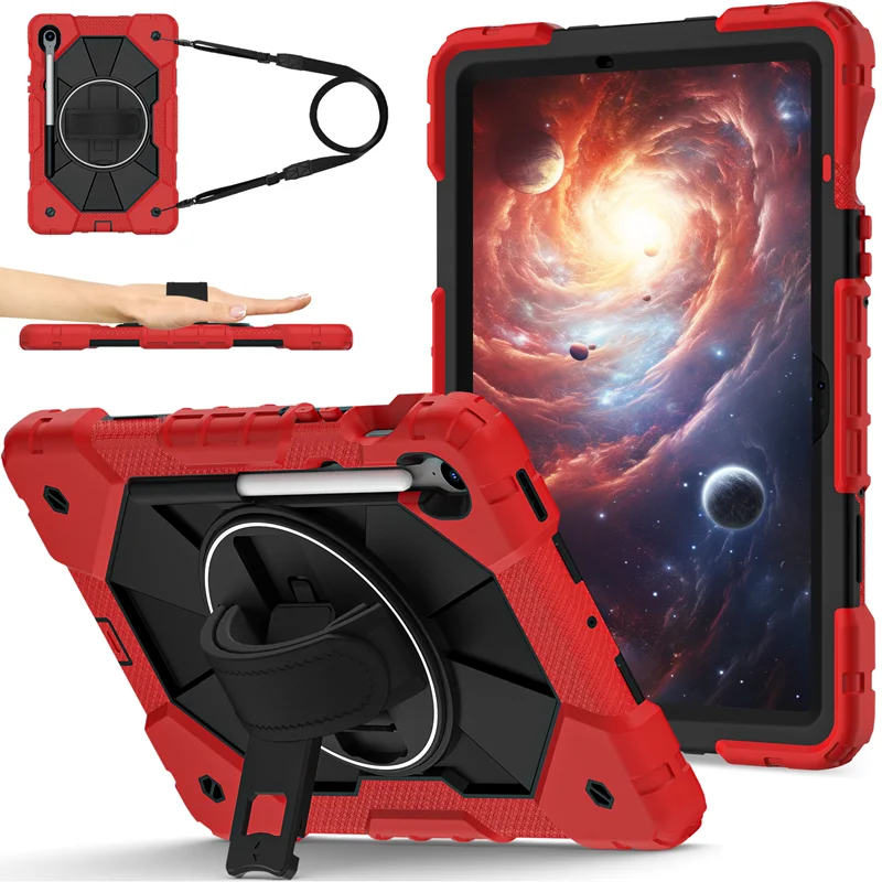 Shockproof Tablet Case with Pen Holder and 360° Rotation Strap