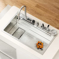 อ่างล้างจานสแตนเลสน้ําตกล้างจานผักอ่างล้างหน้ามัลติฟังก์ชั่นสมาร์ทดิจิตอลจอแสดงผลขนาดใหญ่ช่องเดียว 1