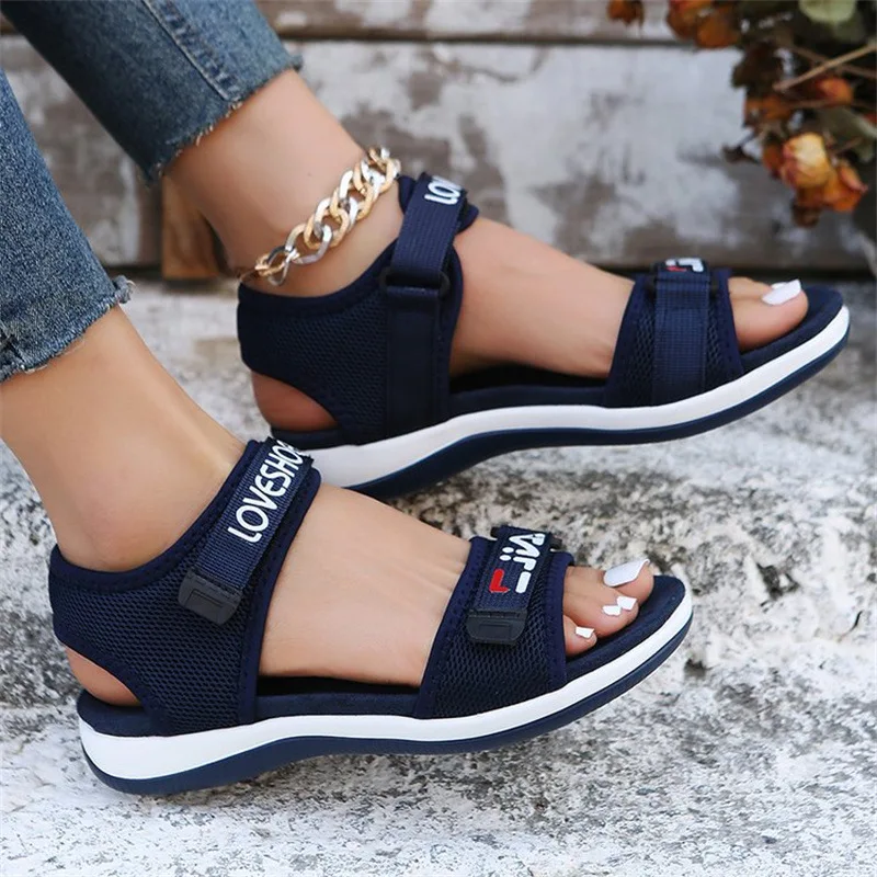 2025 Spring and Summer New Women's Shoes Sporty Style Flat Open-Toe Hook-and-Loop Sandals 6