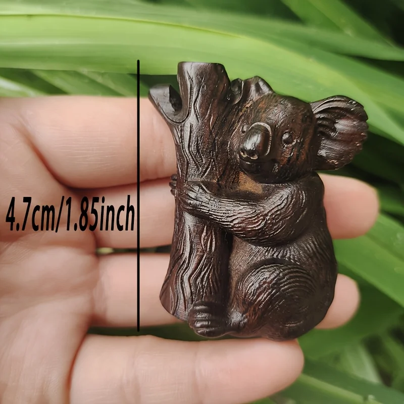 Charming Rounded Koala Sculpture - Handcrafted Solid Wood with 3D Texture, Perfect Decorative Accent