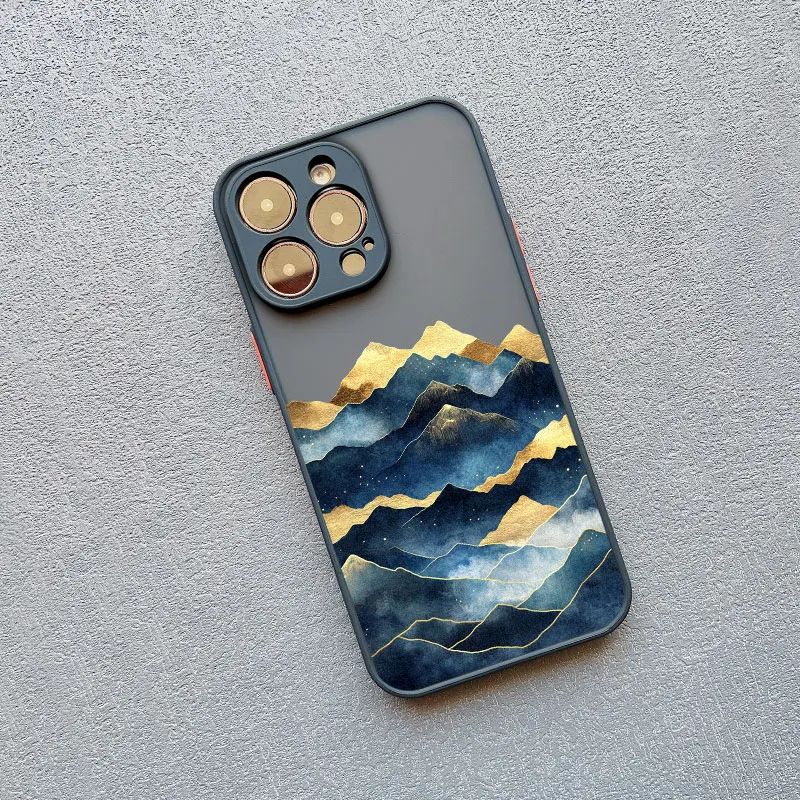 Gold and Blue Mountains Shockproof Phone Case