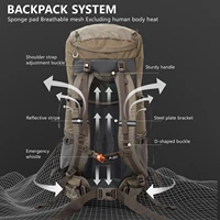 BISINNA 70L Camping Backpack Large Capacity Sport Bag With Rain Cover for Outdoor Travel Climbing Mountaineering Hiking Trekking 2