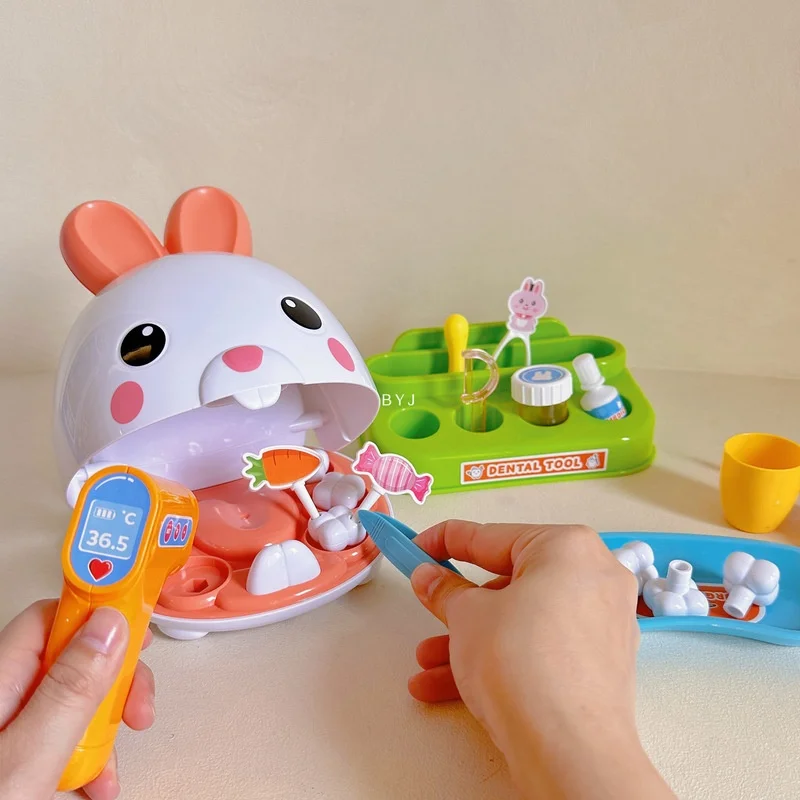 Children Home Toys Rabbits Pets Dentists Tooth Extractions Filling Brushing Injections Care Sets Educational Boy Girl Gifts