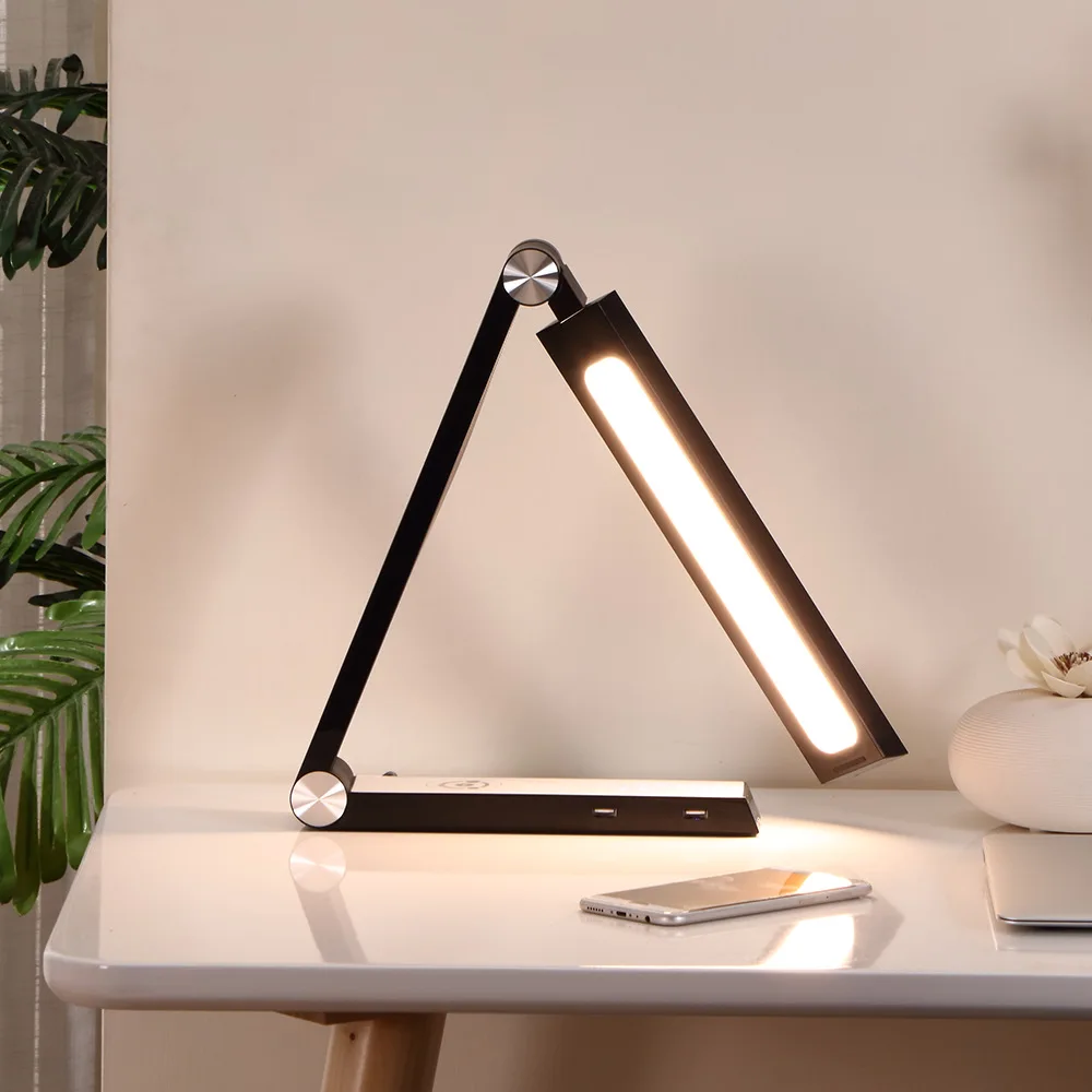 

Creative Triangle Table Lamp Black 10W Wireless Charging Ra95 Room Desktop Decoration Special Reading Lamp