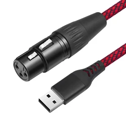USB Male to XLR Female Microphone Adapter Cable for Karaoke and Recording