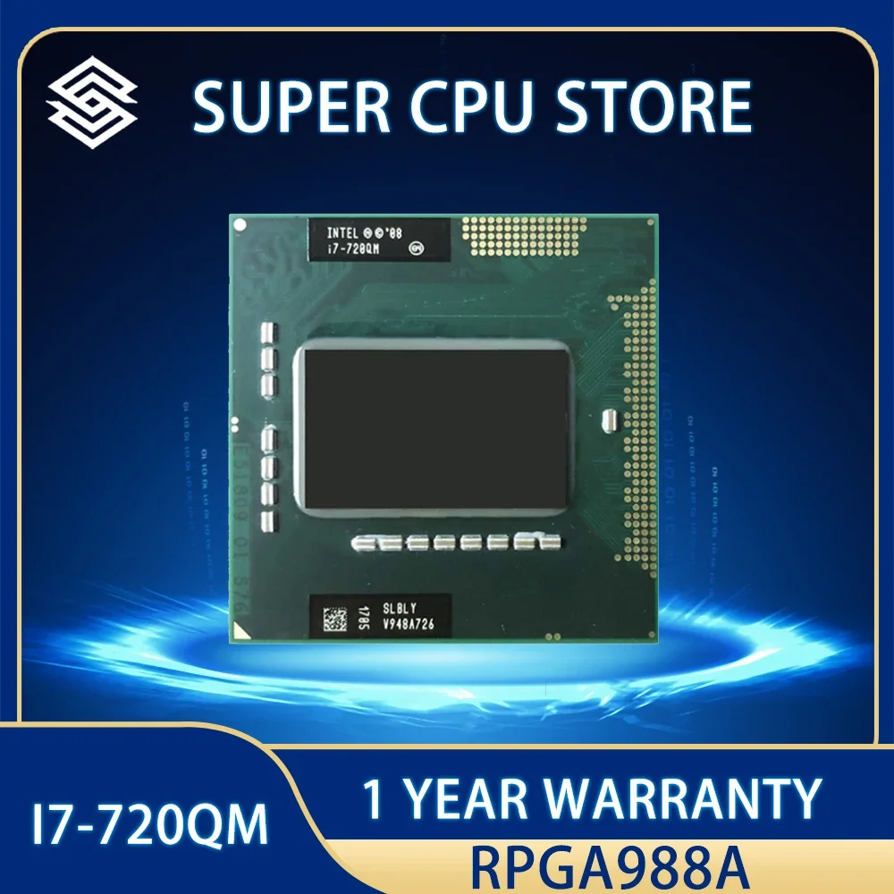 

Процессор Intel Core i7-720QM i7 720QM SLBLY, 6 Вт, 45 Вт, 1,6 ГГц, четырехъядерный, восьмипоточный Разъем G1 / rPGA988A