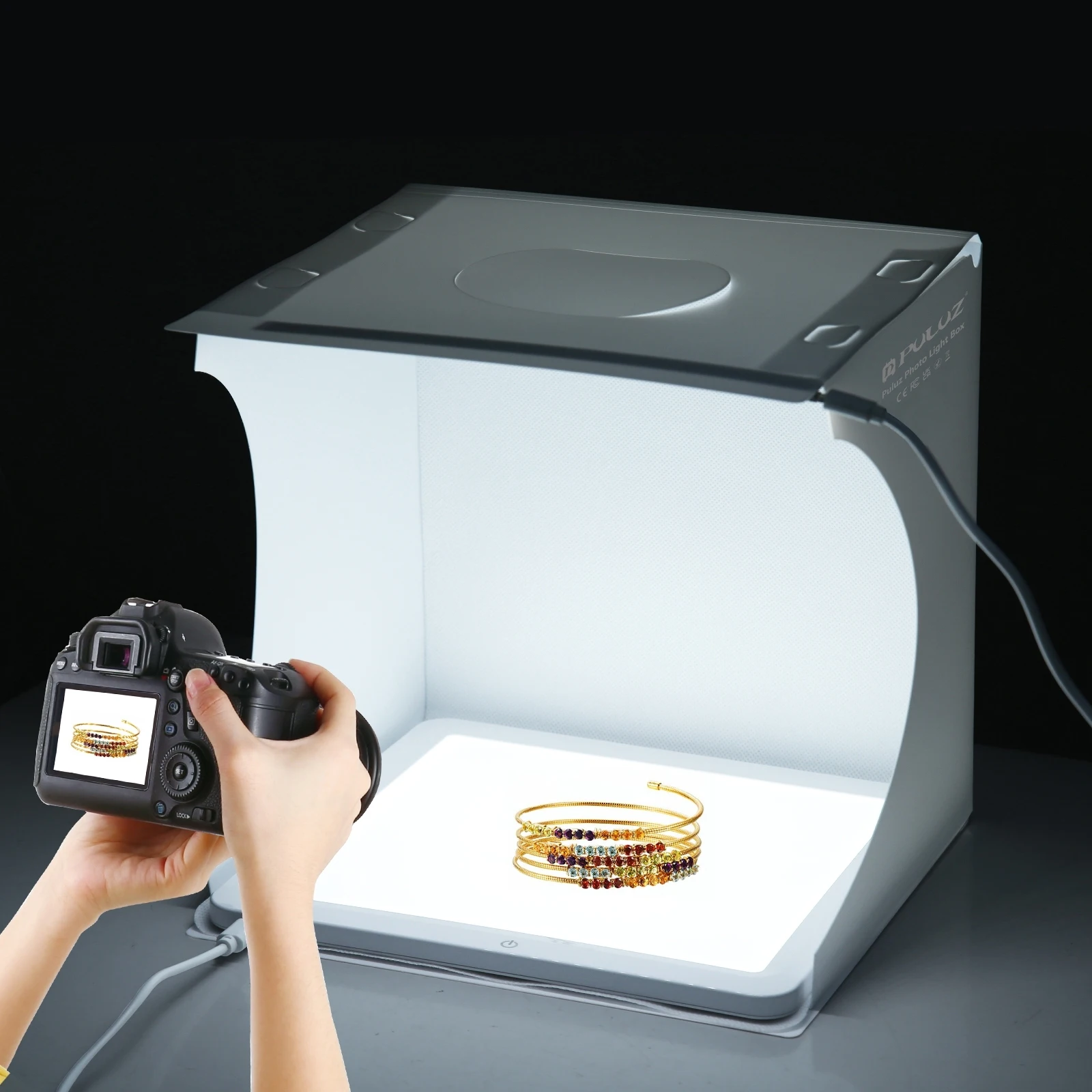 PULUZ 30cm Folding Ring Light Board Photo Lighting Studio Shooting Tent Box Kit Box with Shadowless Light Panel