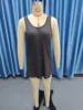 Summer environment women's solid color U-neck sleeveless herringbone suspender vest dress casual versatile short skirt 4