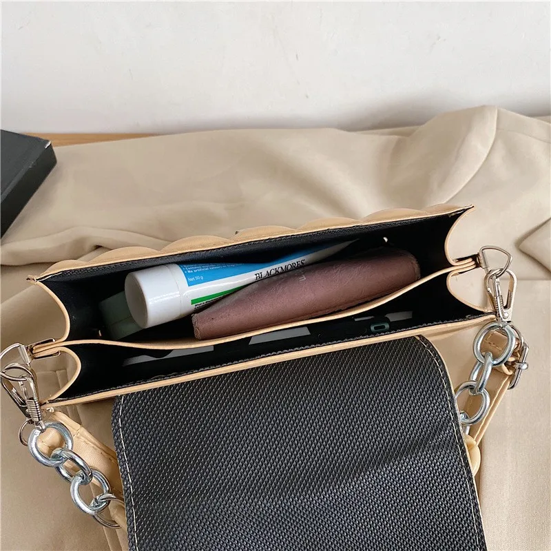 New Chains Shoulder Bag Women Solid Color Crossbody Bag Designer Ladies Messenger PU Leather Handbag Luxury Top-handle Bag