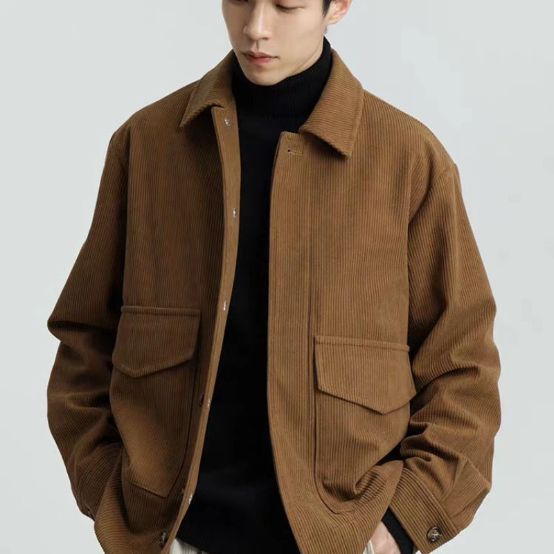 SpringAutumnNewCorduroyCasualJacketWinterMenRetroKoreanFashion