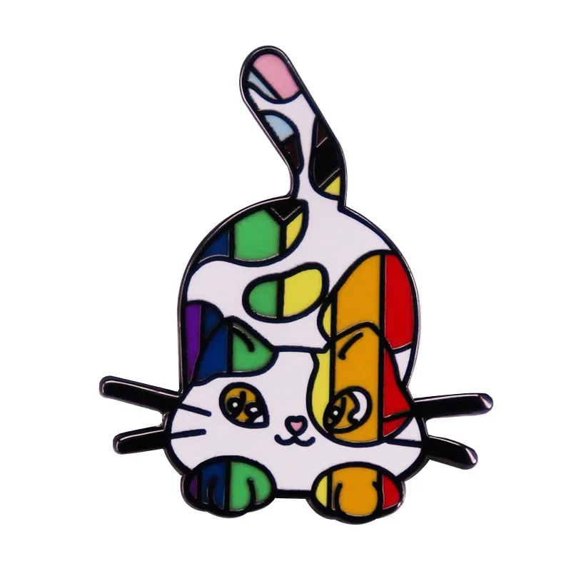 LGBTQ Rainbow Black Cat Enamel Pin - Gay Pride Lapel Pin For Backpacks & Clothing