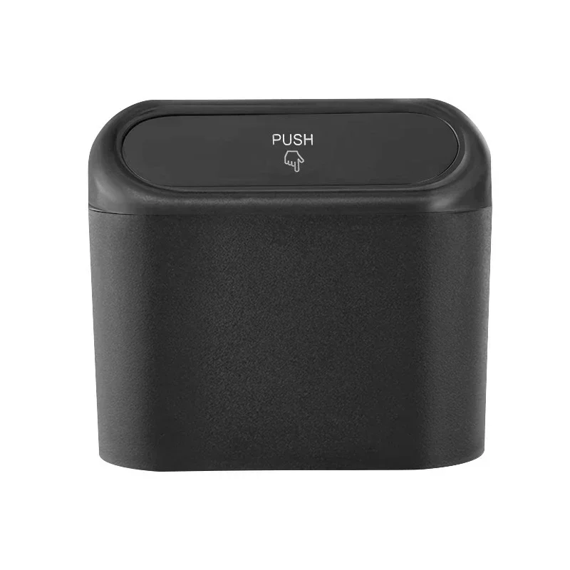 פח אשפה לרכב תלוי תיבת אחסון אבק שחורה מרובעת סוג דחיסה פח אשפה פנימי לרכב אביזרים