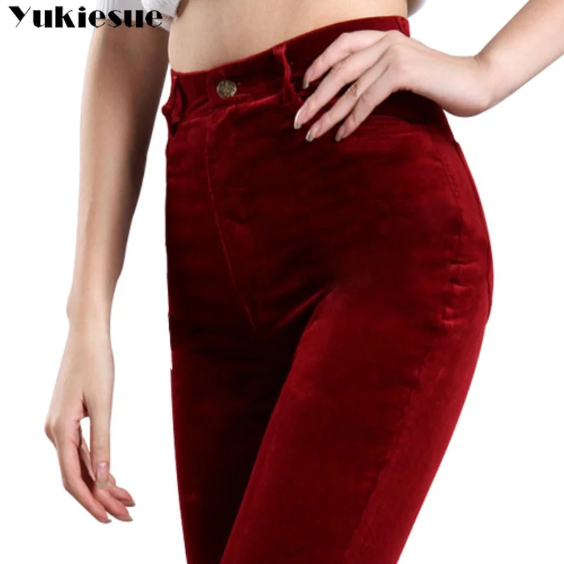 

Hot Sale autumn and winter women's pants fashion comfortable pants increase size 27-34 corduroy elastic waist pants A467