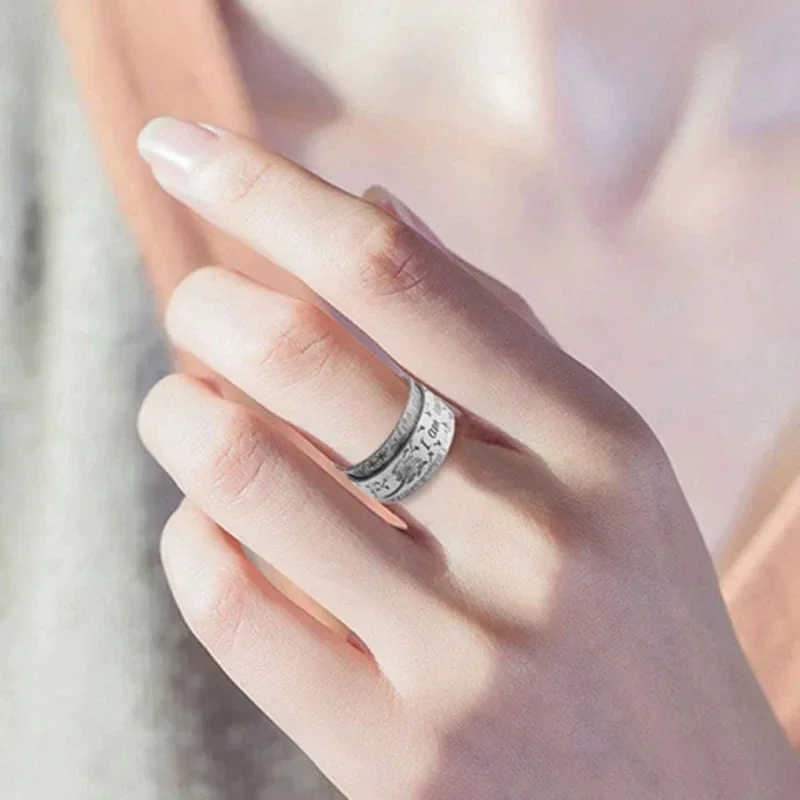 Retro Silver Color Engraved Wide Ring Lettering I Am Enough Inspiration Rings for Men Women Punk Party Jewelry Anillos De Bodas