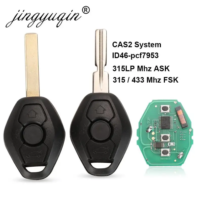 jingyuqin CAS2 System Car Remote Key for BMW 3/5 7 Series 315/433/868 Mhz with ID46-7953 Chip HU58 HU92 Blade car remote key