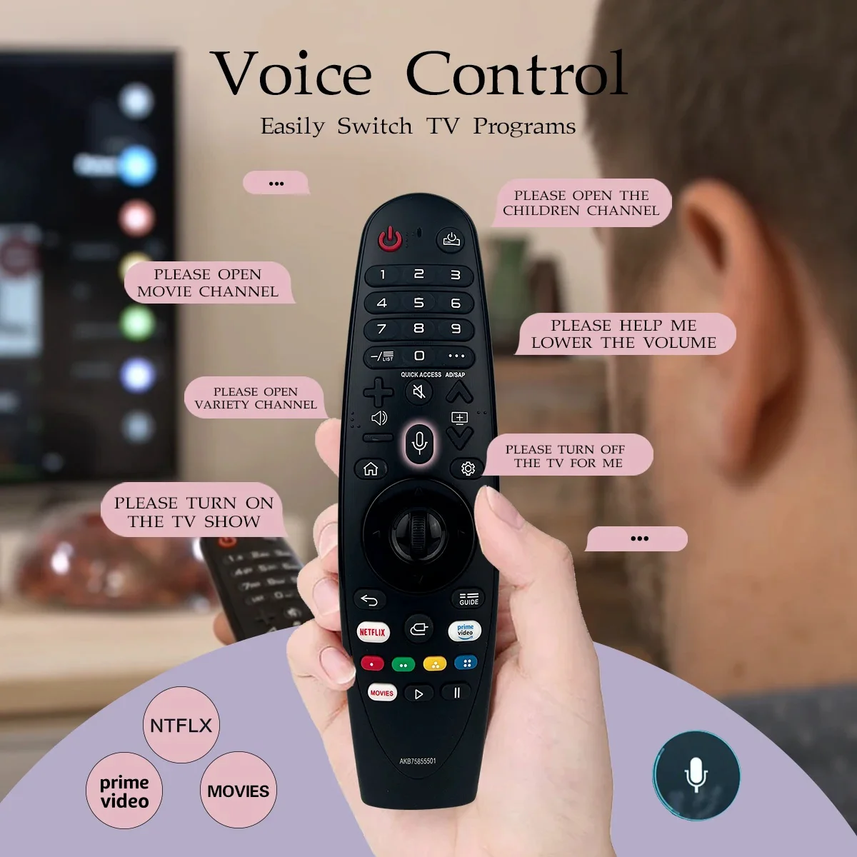 Voice Magic Remote for LG OLED Smart TV Magic Remote Replacement AN-MR20GA MR19BA MR18BA, with Pointer Function