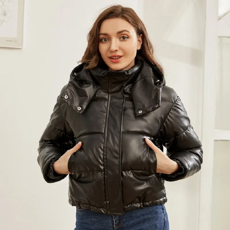 

Seasonal New European and American Style Hooded Coat Women's Short Warm Bread Cotton Clothes Women's Trend