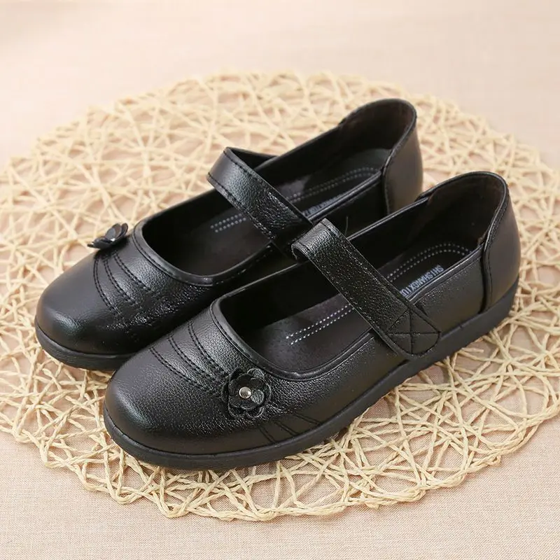 Spring Summer Women New Flat Shoes Ladies Mary Janes Shoes Non-slip Female Leather Footwear Soft Sole Comfortable Mom Shoe
