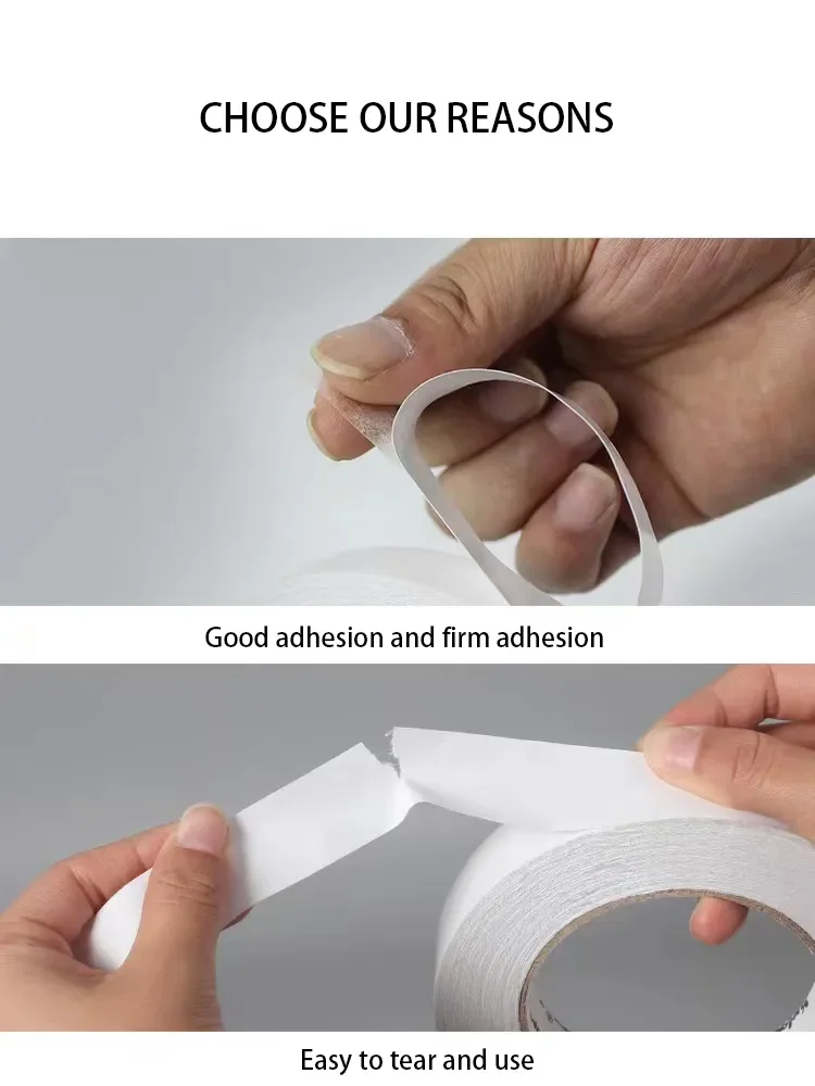 8M/20M White Strong Ultra-thin High Adhesive Cotton Paper Double-sided Tape  Used for Home Office Gift Packaging DIY, Etc