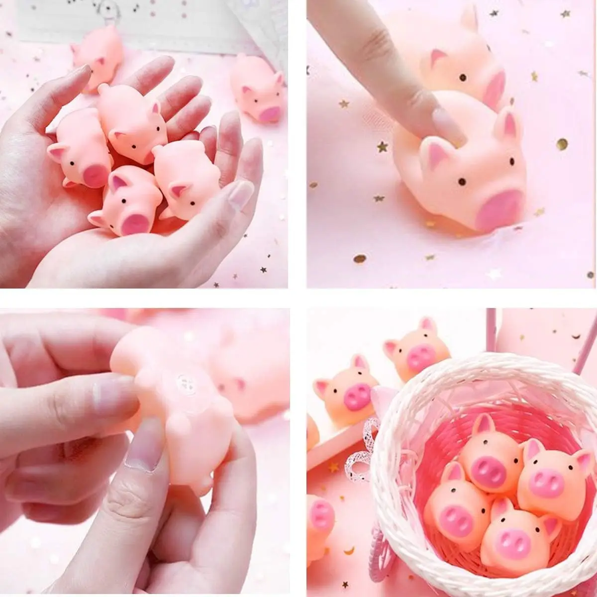 20 PCS Mini Cute Pink Screaming Rubber Piglet Squeeze Sound Toy Pig Children Party Gift